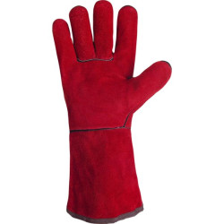 Gant croute antichaleur fil kevlar rouge 34cm t10