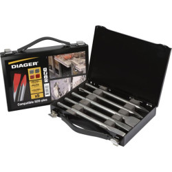 Malette 5 p pics et burins sds+ 2 pics de 14x250 - 2 burins de 20x250 et 1 de 40x250