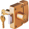 Verrou city 26 à 2 entrees bronze or gache bois cylindre 45 mm s'entrouv