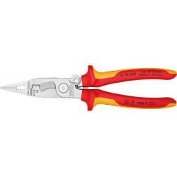 Pince d'installation électrique chromée vde avec branches bicomposant 200mm knipex