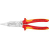 Pince d'installation électrique chromée vde avec branches bicomposant 200mm knipex