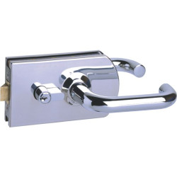 Serrure de milieu p/porte verre pene dt 1/2t inox po