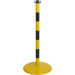 Poteau acier 0,80m rouge blanc sur socle acier blanc 338