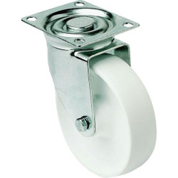 Roulette polyamide blanc fixe diam. 80 h. 100