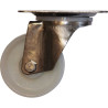 Roulette inox polyamide blanc pivotante a frein diam. 100 h. 128