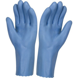 Gant latex naturel bleu tout enduit s/coton interlock taille 10 1/2