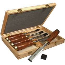 Ciseau a bois manche bois - coffret de