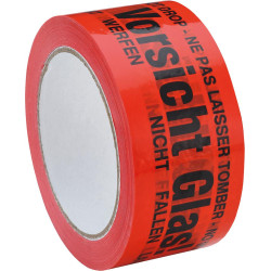 Ruban adhésif pvc 50mmx66m attention verre 4 langues