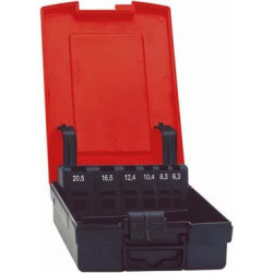Coffret en plastique vide pour tailles 6,3-25mm format