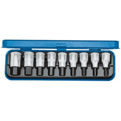 Jeu d'embouts de vissage 1/2 six pans femelle 3/16 à 5/8 9 pièces gedore