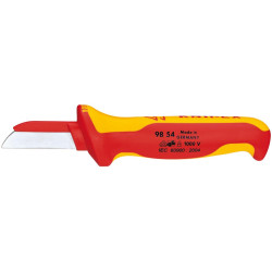 Couteau d'électricien vde 180mm avec lame 50mm ave c dos de lame en plastiqu e knipex