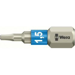 Embout inox 1/4 din3126c6,3 six pans femelle 1,5x25mm wera