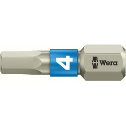 Embout inox 1/4 din3126c6,3 six pans femelle 4x25mm wera