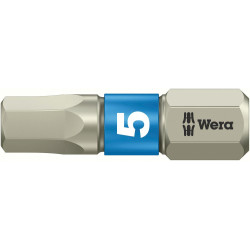 Embout inox 1/4 din3126c6,3 six pans femelle 5x25mm wera
